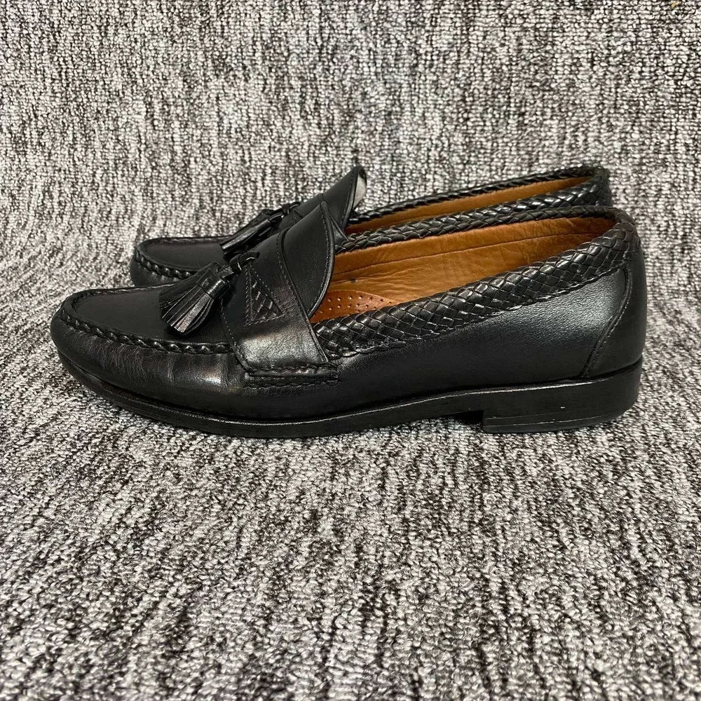 Allen‎ Edmonds Maxfield Loafers Mens Size 9.5 D Black Woven Tassel Leather Shoes
